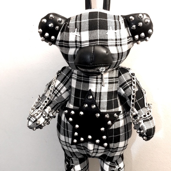 ❤️🔥🆕Dolls Kill / Club Exxx “Plaid Tormented Dead Teddy” Plaid LMT ED Backpack - Picture 1 of 11